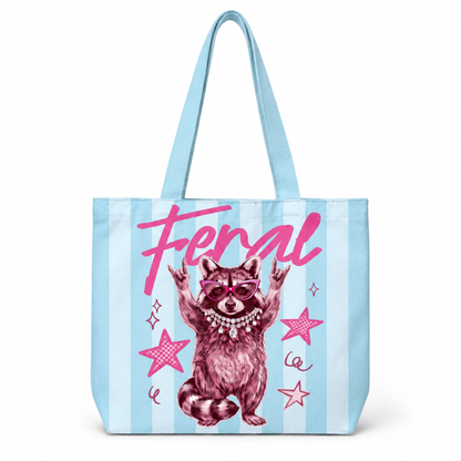 Striped Feral Raccoon Tote Bag