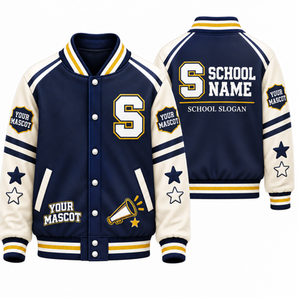 Chaotic Club Personalized School Name Mascot And Slogan Varsity Jacket