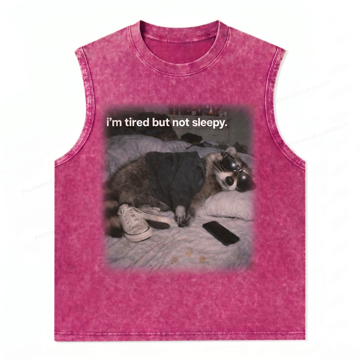 ChaoticClub Tired Not Sleepy Raccoon Wash Tanktop