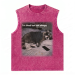 ChaoticClub Tired Not Sleepy Raccoon Wash Tanktop