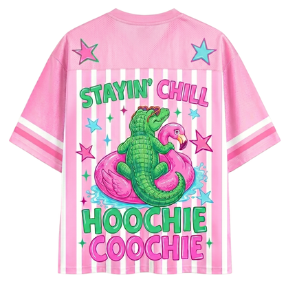ChaoticClub Hotter Than A Hoochie Coochie Alligator Flamingo Mesh Jersey