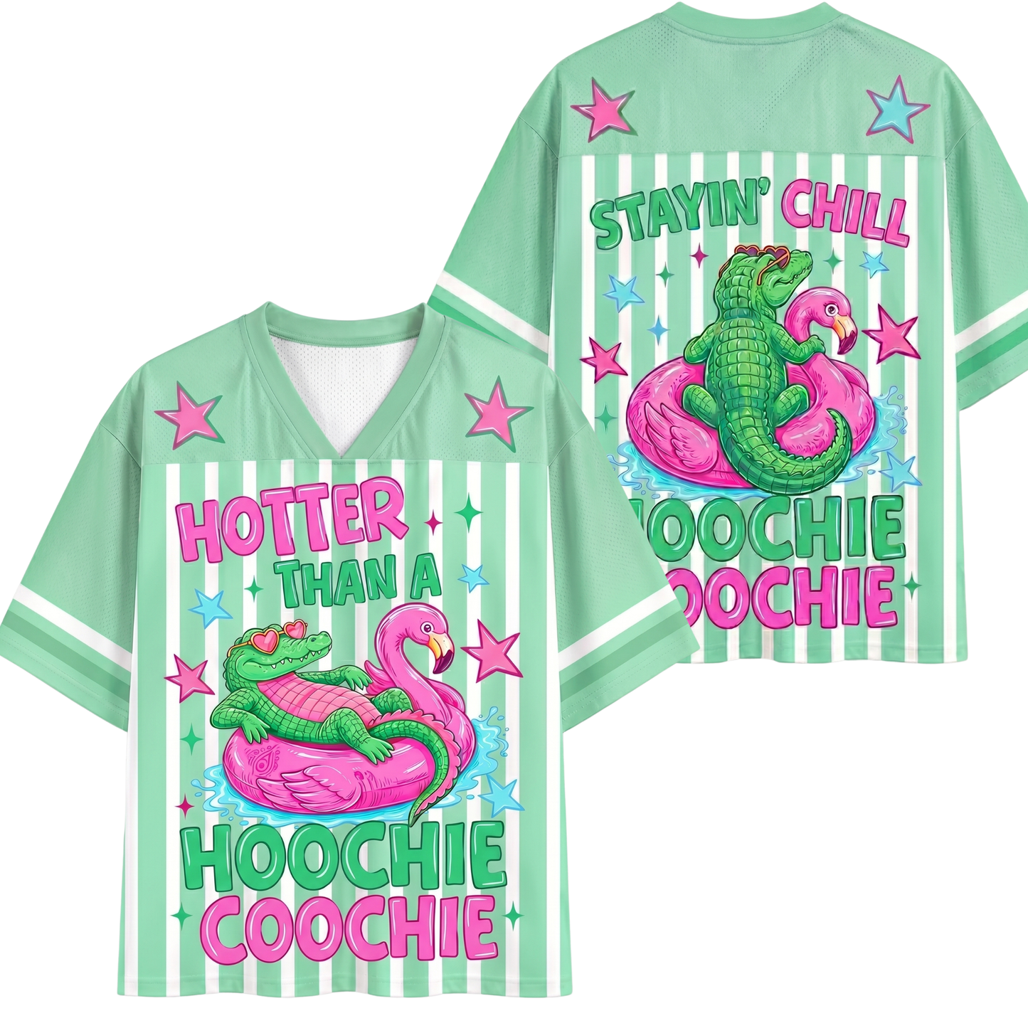 ChaoticClub Hotter Than A Hoochie Coochie Alligator Flamingo Mesh Jersey
