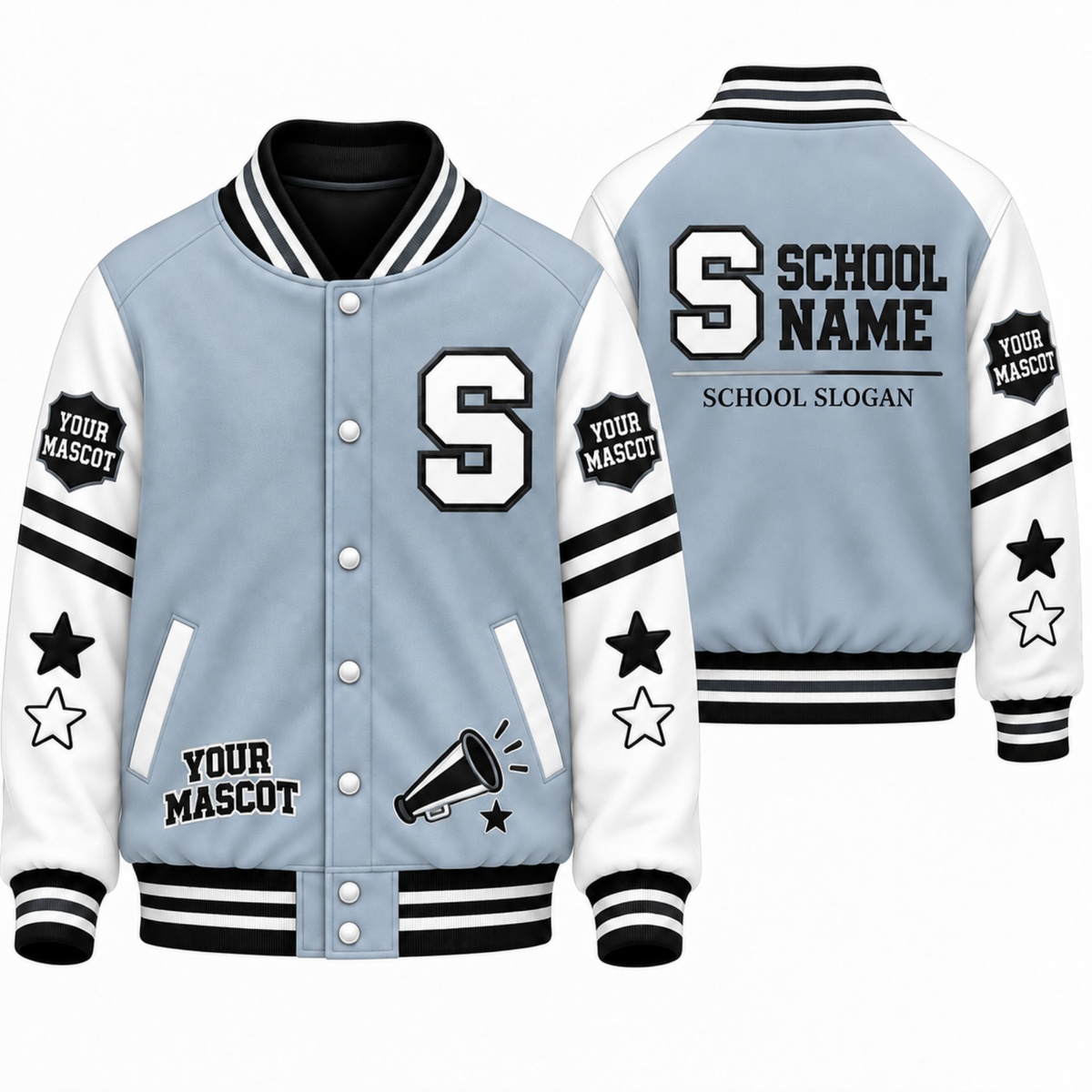 Chaotic Club Personalized School Name Mascot And Slogan Varsity Jacket