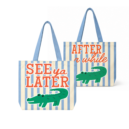 Striped See Ya Later Tote Bag