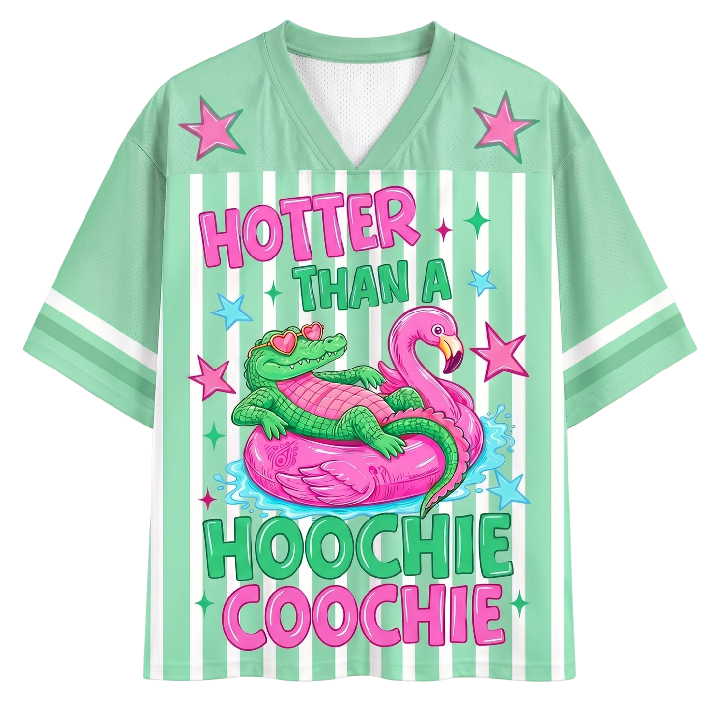 ChaoticClub Hotter Than A Hoochie Coochie Alligator Flamingo Mesh Jersey