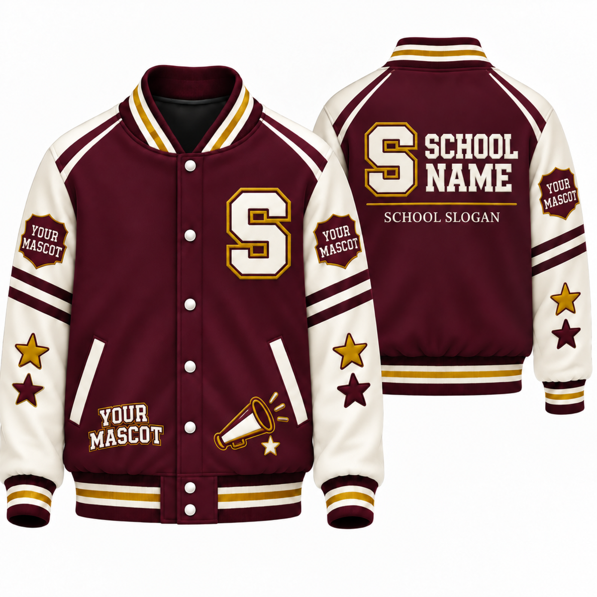Chaotic Club Personalized School Name Mascot And Slogan Varsity Jacket