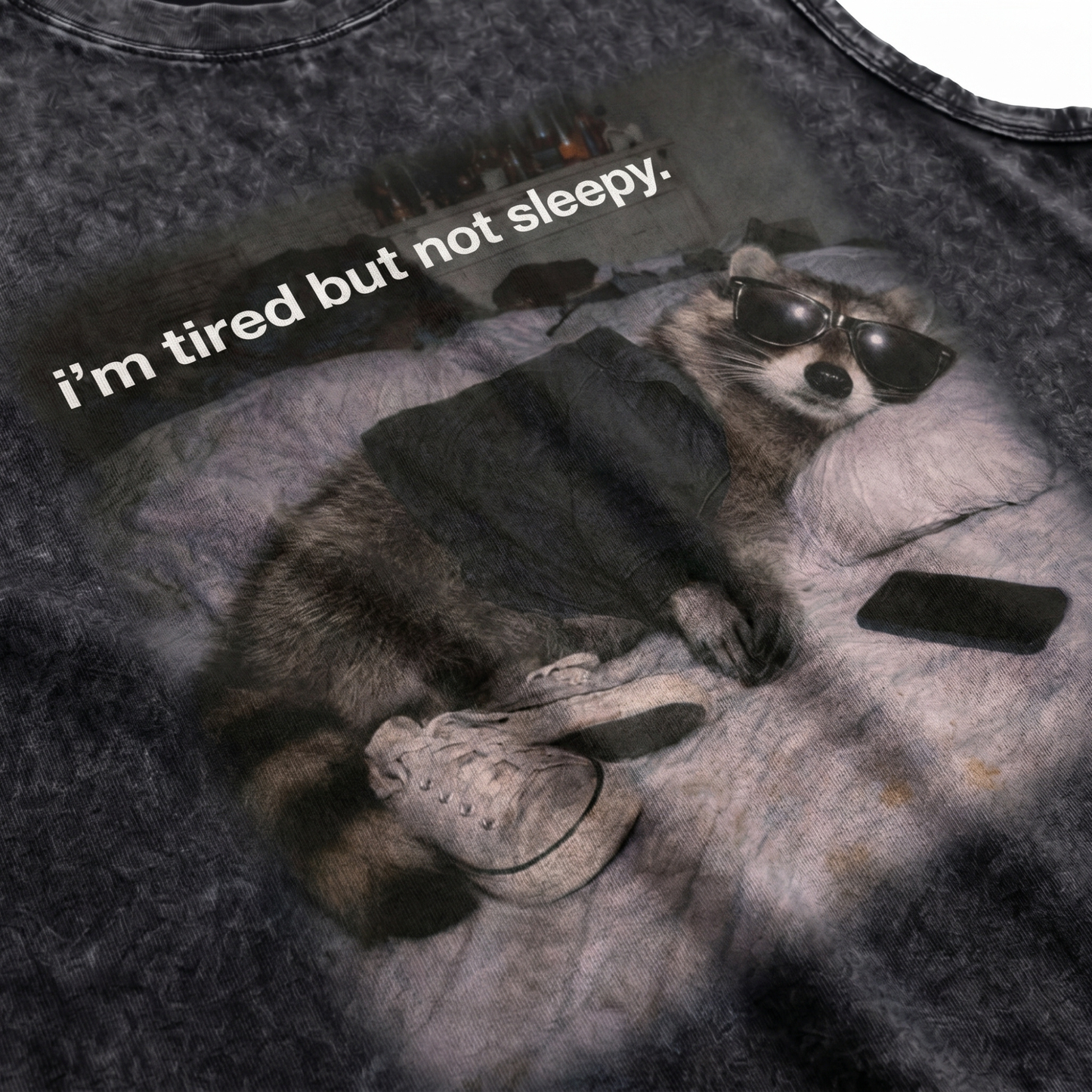 ChaoticClub Tired Not Sleepy Raccoon Wash Tanktop
