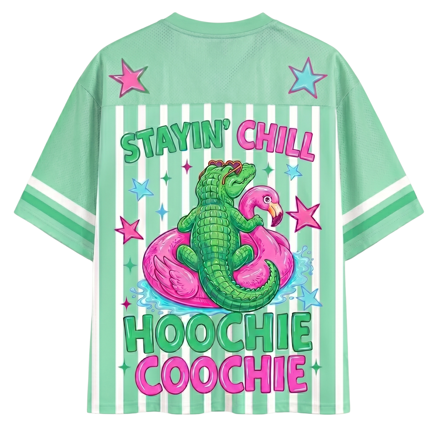 ChaoticClub Hotter Than A Hoochie Coochie Alligator Flamingo Mesh Jersey