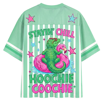 ChaoticClub Hotter Than A Hoochie Coochie Alligator Flamingo Mesh Jersey