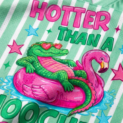 ChaoticClub Hotter Than A Hoochie Coochie Alligator Flamingo Mesh Jersey