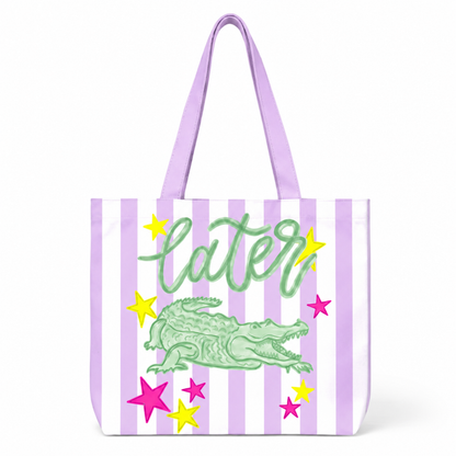 Striped Later After White Summer Tote Bag