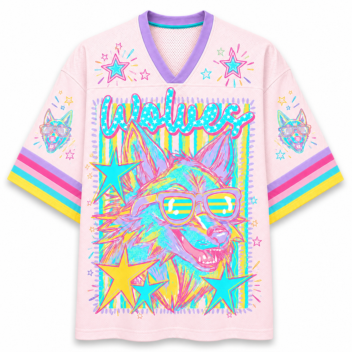 Chaotic Club Mascot Neon Striped School Pride Game Day Mesh Jersey