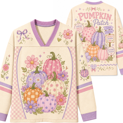 Chaotic Club Retro Pumpkin Patch Preppy Autumn Long Sleeve Jersey