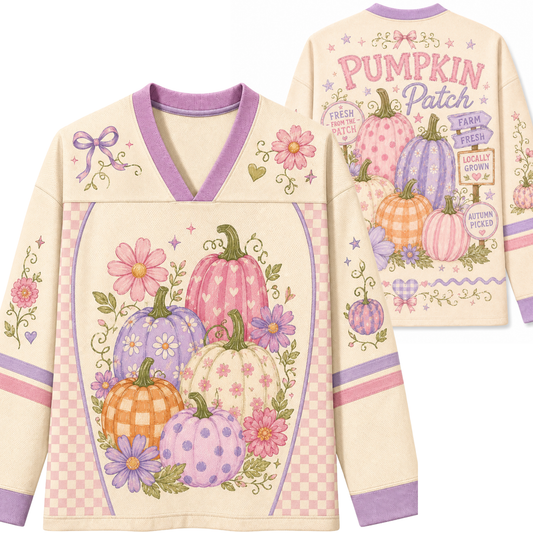 Chaotic Club Retro Pumpkin Patch Preppy Autumn Long Sleeve Jersey