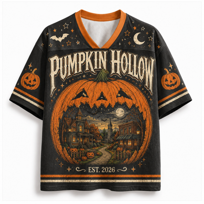 Chaotic Club Haunted Pumpkin Scene Vintage Halloweentown Mesh Jersey