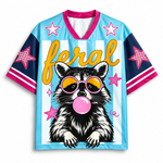 ChaoticClub Blue & White Striped Feral Summer Raccoon Mesh Jersey