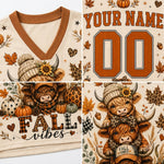 Chaotic Club Highland Cow Fall Autumn Pumpkin Long Sleeve Jersey