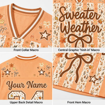 Chaotic Club Striped Fall Autumn Fall Leaves Thanksgiving Mesh Jersey