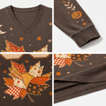 Chaotic Club Autumn Patchwork Maple Leaf Brown Long Sleeve Jersey