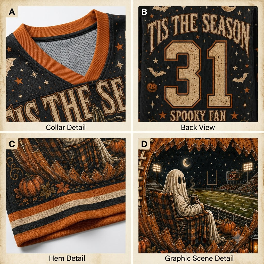 Chaotic Club Halloween Tis the Season Ghost Football Long Sleeve Jersey