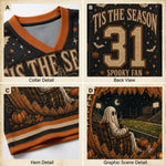 Chaotic Club Halloween Tis the Season Ghost Football Long Sleeve Jersey