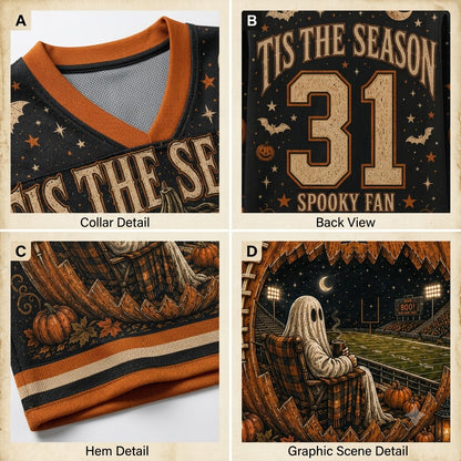Chaotic Club Halloween Tis the Season Ghost Football Long Sleeve Jersey