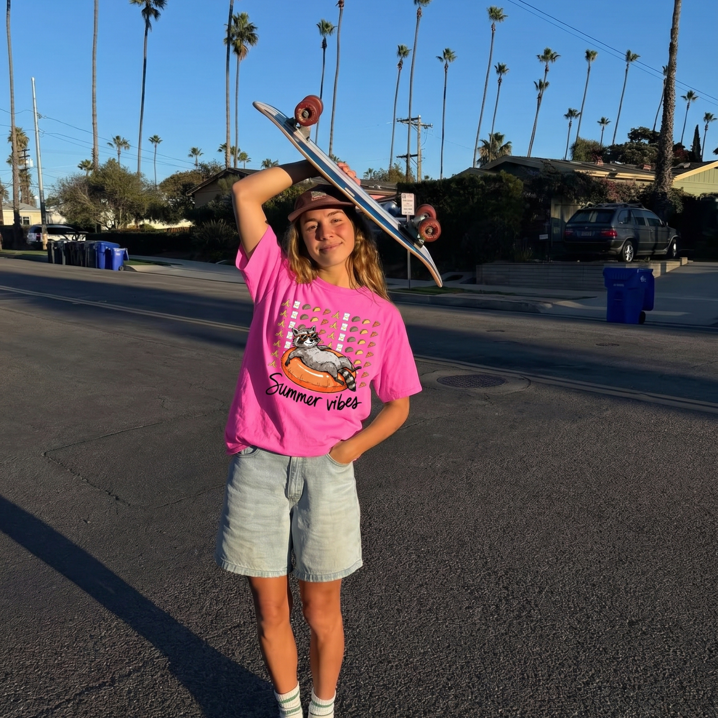 ChaoticClub Summer Vibes Raccoon Neon T-Shirt