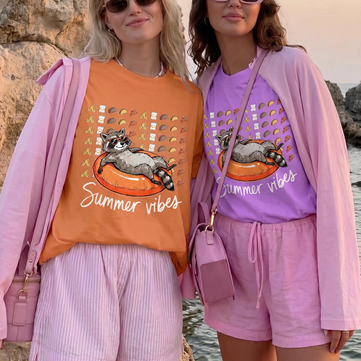 ChaoticClub Summer Vibes Raccoon Neon T-Shirt