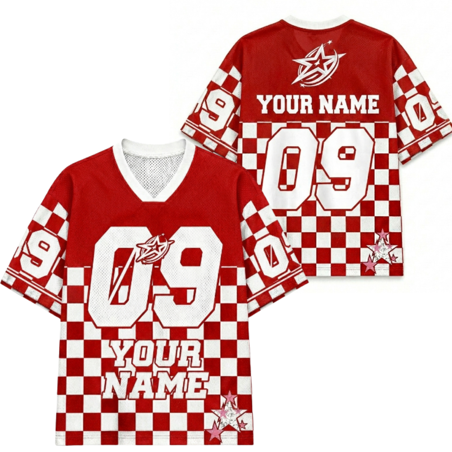ChaoticClub Personalized Checkered Stars Mesh Jersey