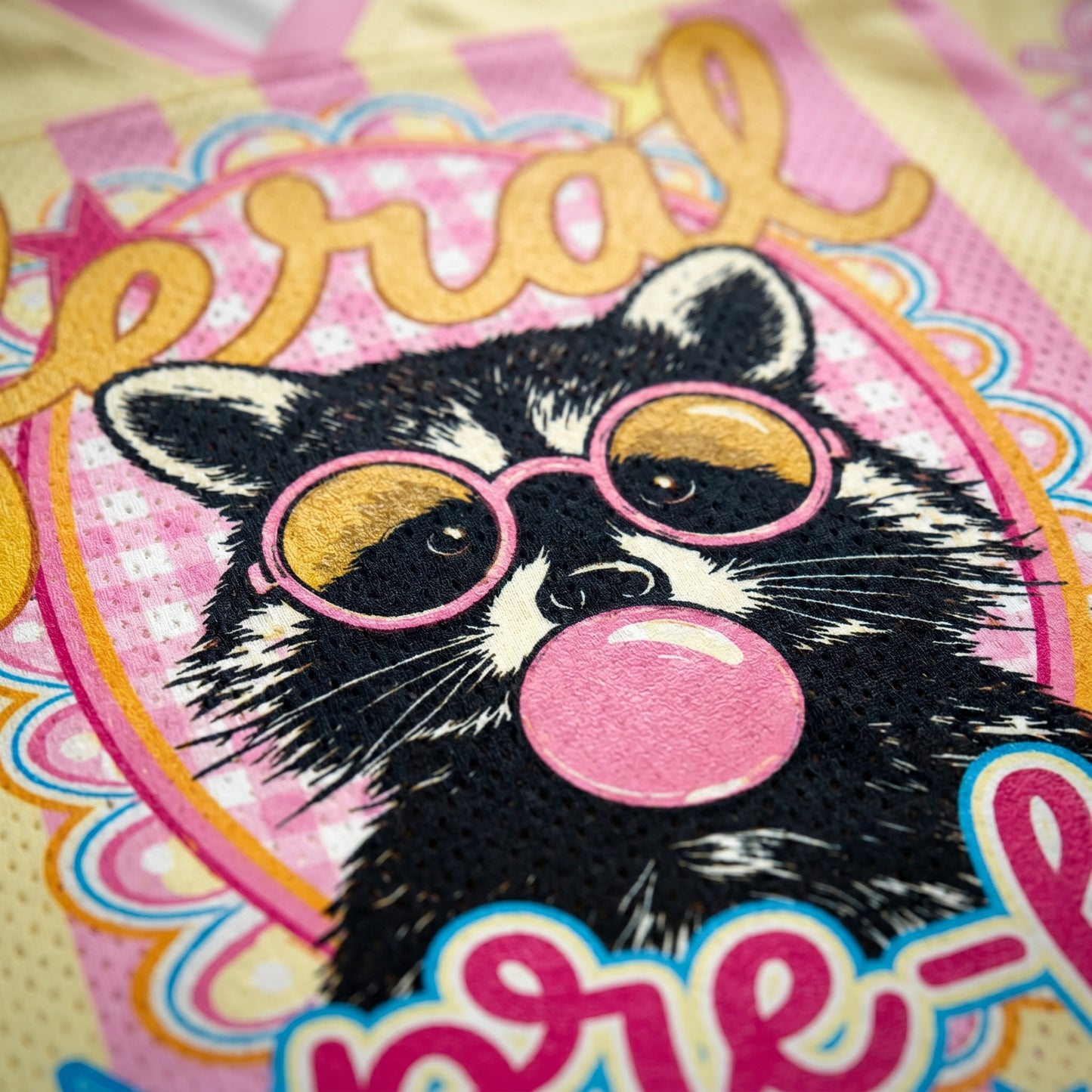 ChaoticClub Feral Raccoon Bubblegum Striped Mesh Jersey