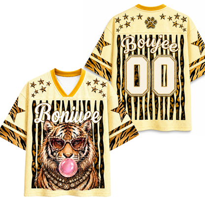 ChaoticClub Glam Tiger Bumblegum Leopard Mesh Jersey – Vintage Tiger Graphic Unisex Breathable Sports Jersey