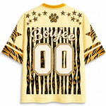 ChaoticClub mesh jersey back view showing BonJee number 00 design with tiger stripe pattern and retro glam aesthetic