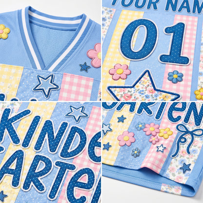 ChaoticClub Preppy School Grade Floral Pearl Striped Mesh Jersey