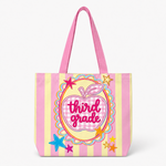 Tote bag with 'third grade' design on a white background