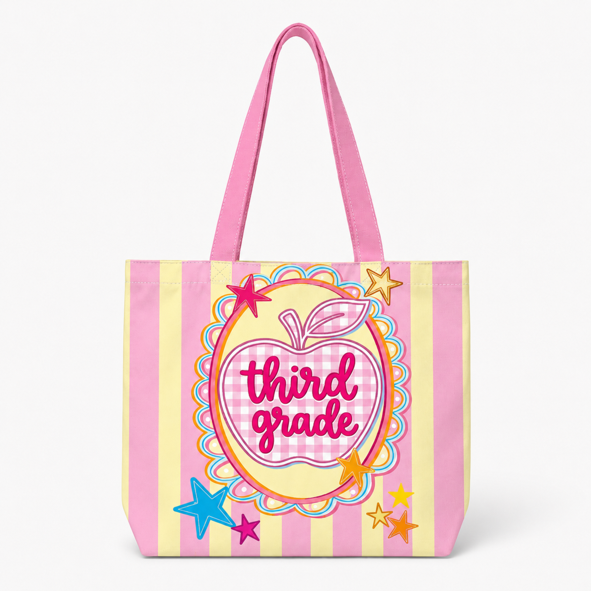 Tote bag with 'third grade' design on a white background
