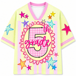 Colorful '5th Grade' jersey with stars on a white background