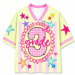 Colorful '3rd Grade' jersey with stars on a white background