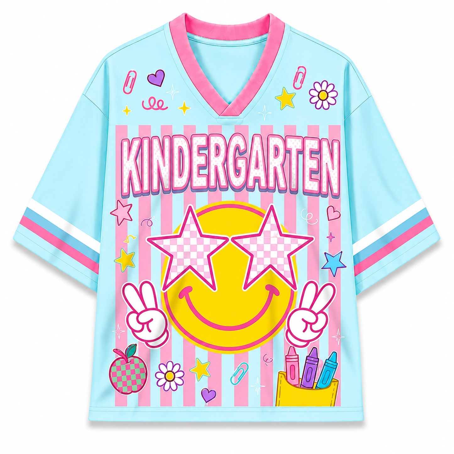 Children's t-shirt with 'Kindergarten' design on a white background
