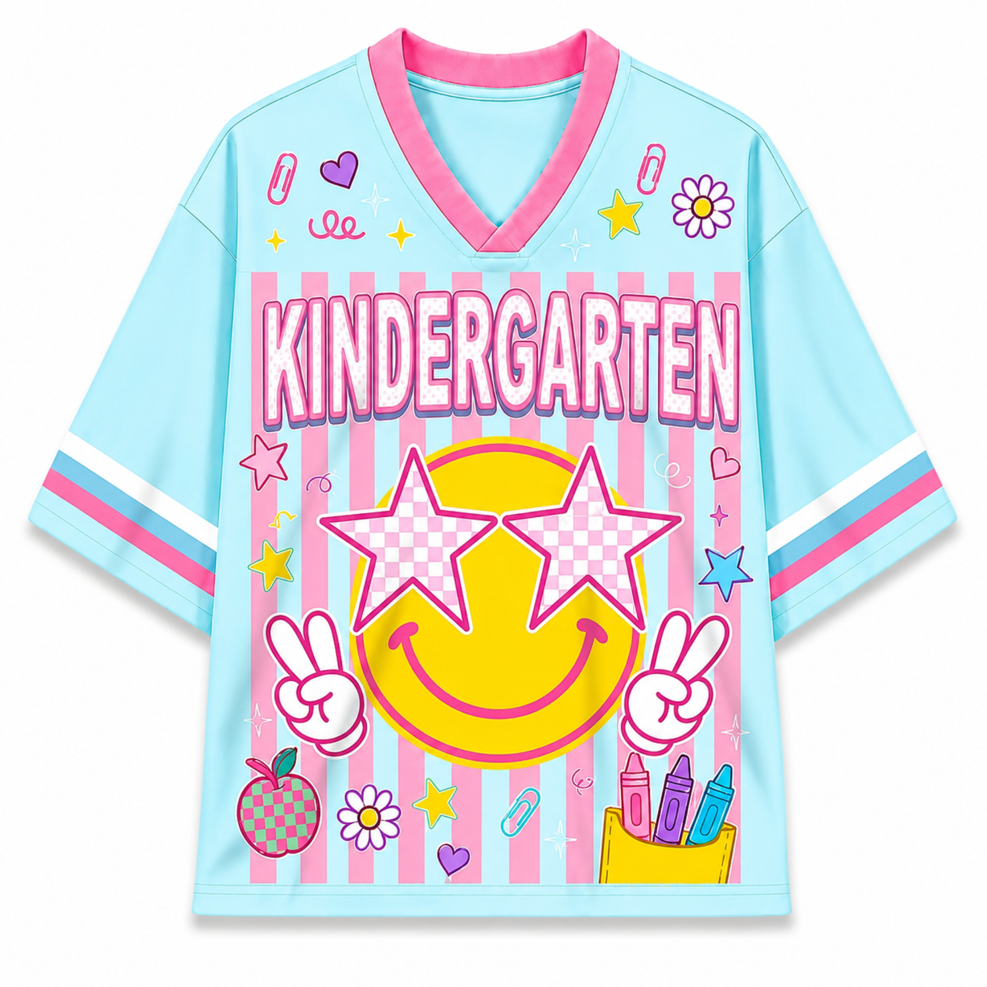 Children's t-shirt with 'Kindergarten' design on a white background