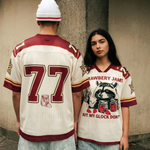 ChaoticClub Strawberry Jams Raccoon Red Mesh Jersey Funny Graphic Tee