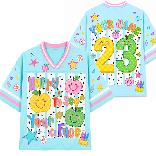 ChaoticClub Striped Happy To See Your Face Mesh Jersey – Cute Fruit Graphic Unisex Breathable Sports Jersey