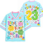 ChaoticClub Striped Happy To See Your Face Mesh Jersey – Cute Fruit Graphic Unisex Breathable Sports Jersey
