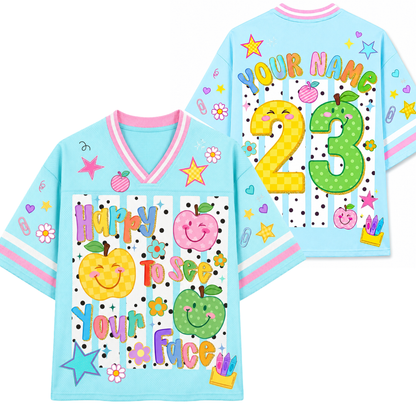 ChaoticClub Striped Happy To See Your Face Mesh Jersey – Cute Fruit Graphic Unisex Breathable Sports Jersey