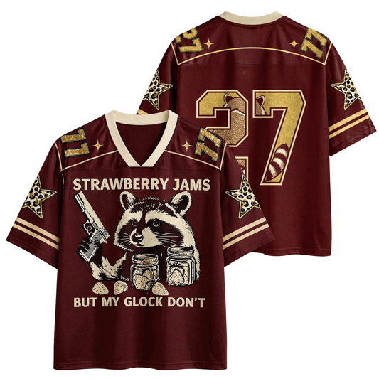 ChaoticClub Strawberry Jams Glock Funny Raccoon Mesh Jersey