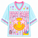 Children's t-shirt with 'First Grade' design on a white background