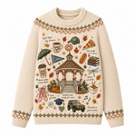 Chaotic Club Autumn Campus Life Gazebo Coffee Fair Isle Ugly Sweatshirt