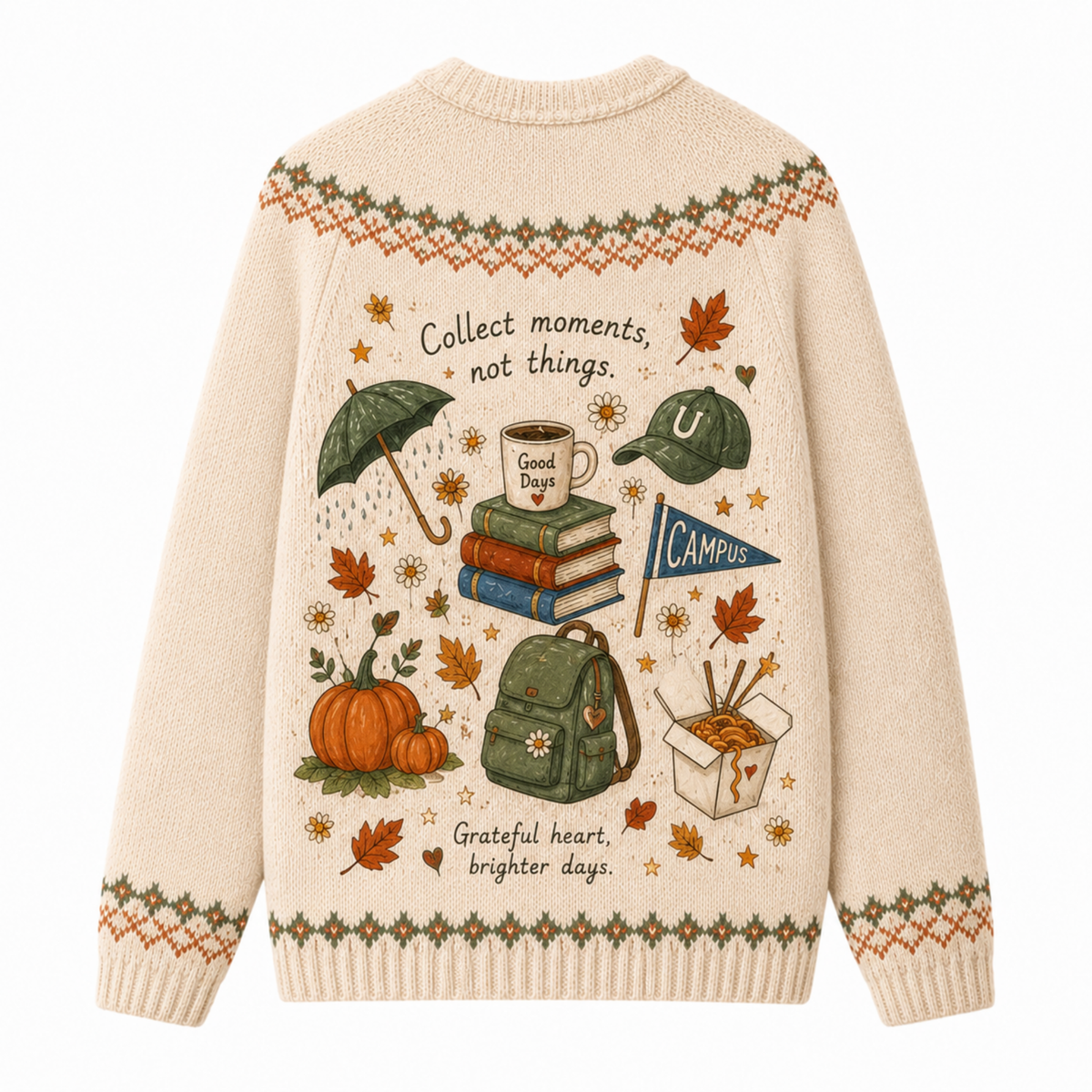 Chaotic Club Autumn Campus Life Gazebo Coffee Fair Isle Ugly Sweatshirt