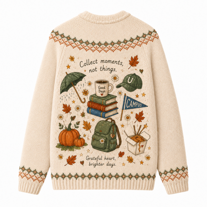 Chaotic Club Autumn Campus Life Gazebo Coffee Fair Isle Ugly Sweatshirt