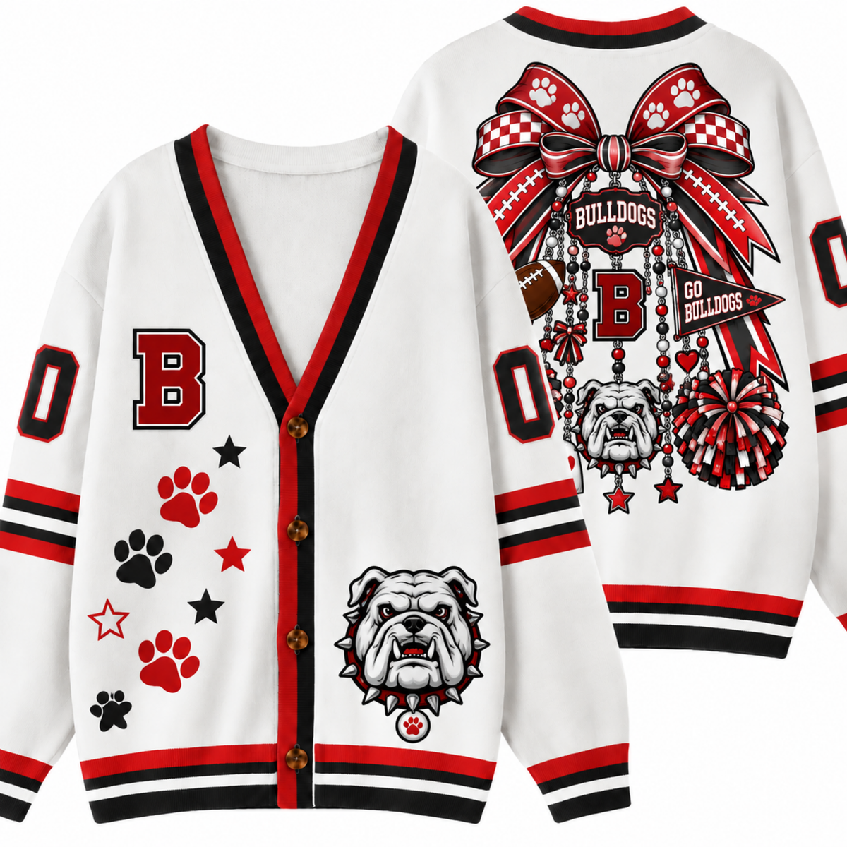 Chaotic Club Cheer Mom Bow Mascot Game Day Cardigan