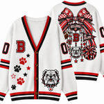 Chaotic Club Cheer Mom Bow Mascot Game Day Cardigan